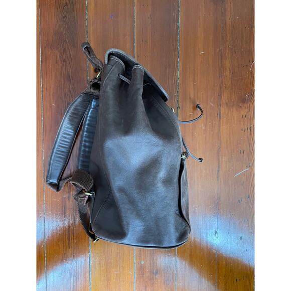 Vintage Coach Brown Leather Drawstring Backpack Brass Hardware main image 11